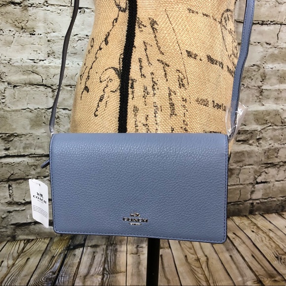 COACH • FOLDOVER CLUTCH /CROSSBODY PEBBLE LEATHER - Picture 5 of 8